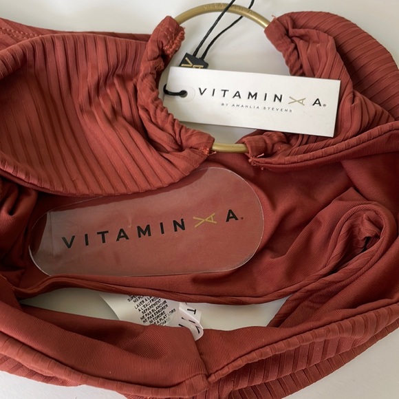 NWT Vitamin A LOLITA brown ribbed ring high leg highrise swim bikini bottoms 6 S - Picture 8 of 13